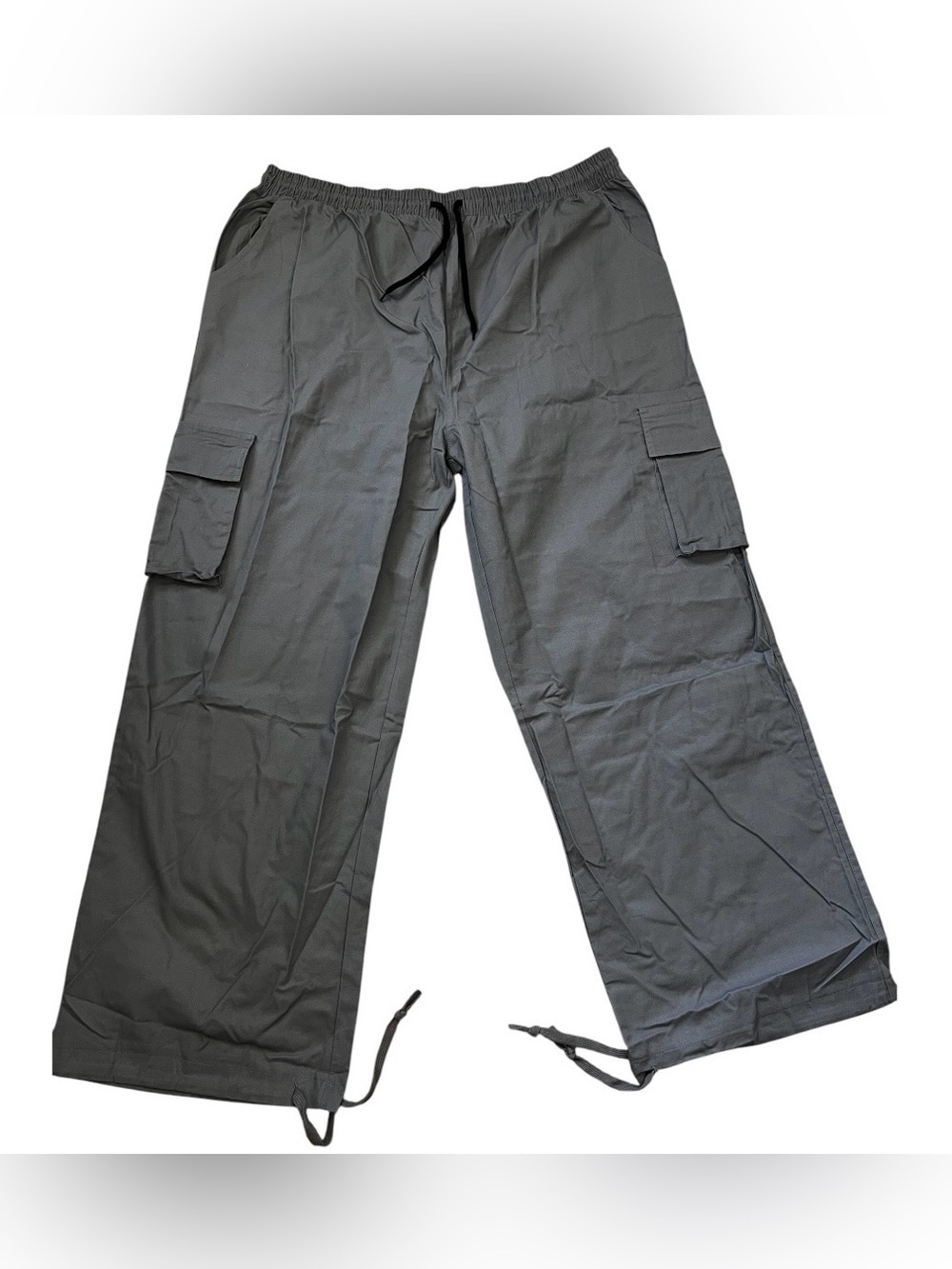 FASHION Men's Charcoal Cargo Pants with Drawstring Ankles